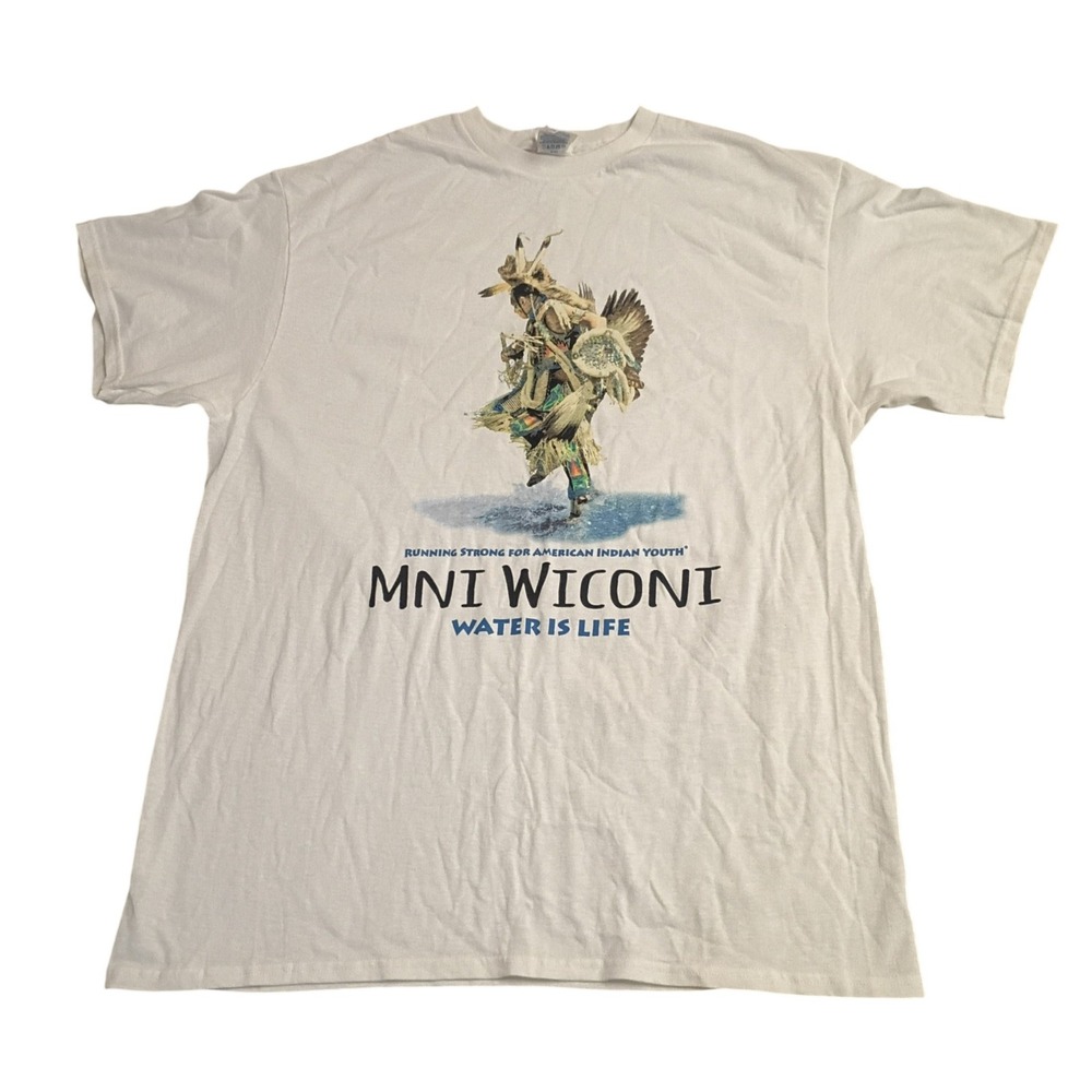 Delta Mni Wiconi Water Is Life T-Shirt Mens Large White Indigenous Activism Tee